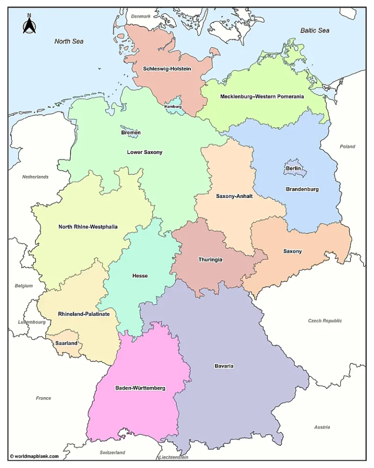 Political Germany Map – Map of Germany with Cities [PDF] - Printable ...