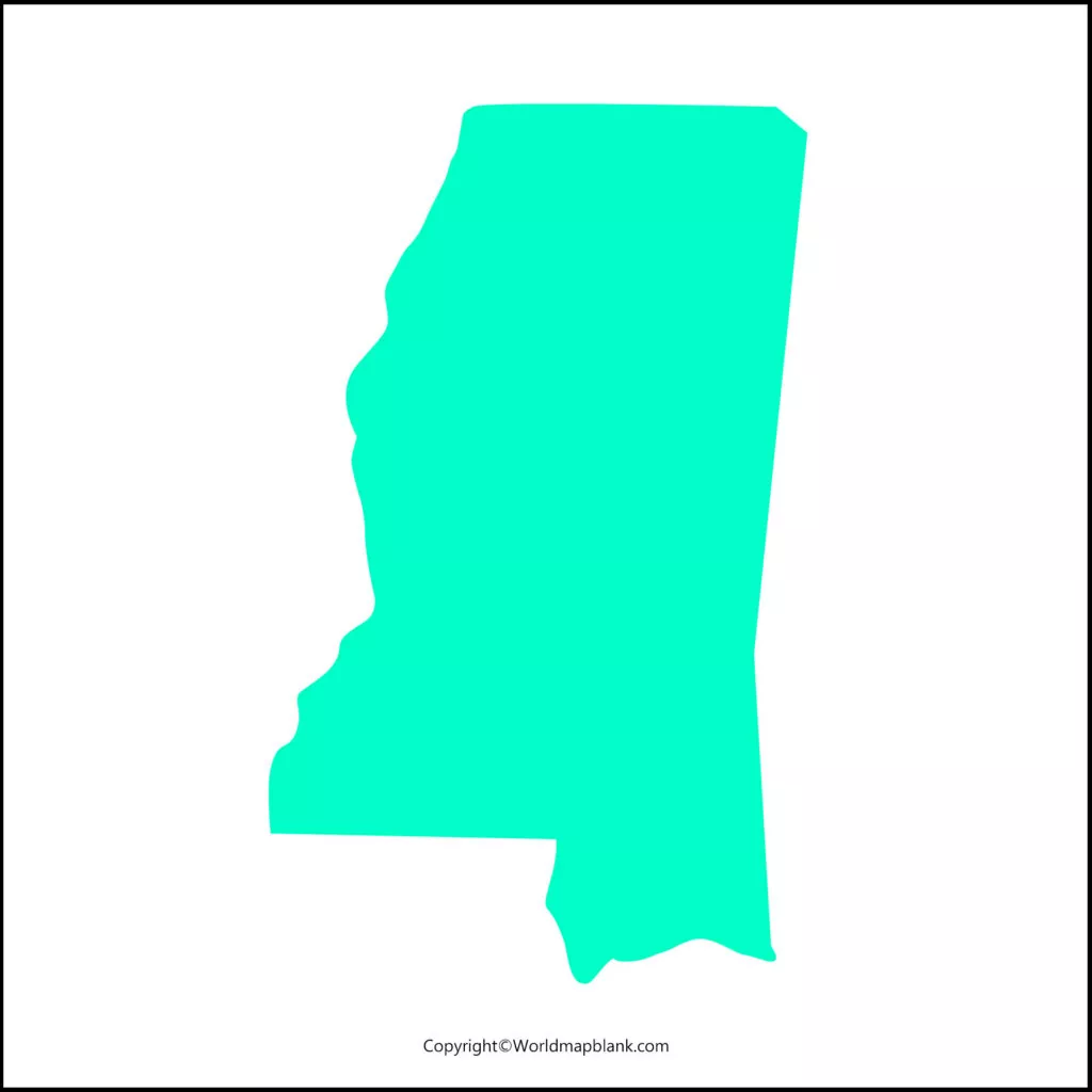 Printable Blank Map Of Mississippi Outline Transparent Map   Image 288 