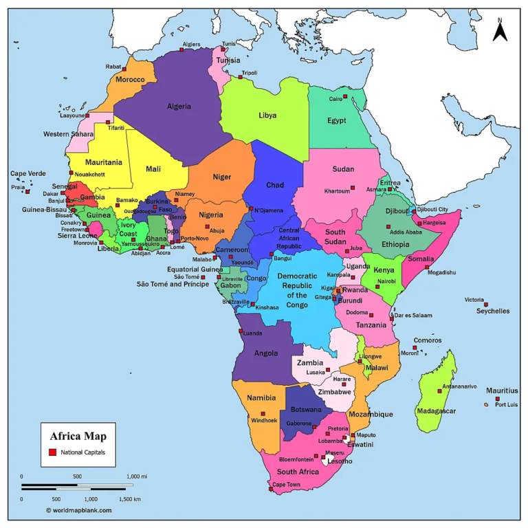 Africa Map With Countries Labeled Map Of Africa PDF Printable Image 3 768x768