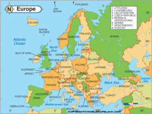 Printable Europe Physical Map Map Of Europe Physical Printable Image 310 300x225 