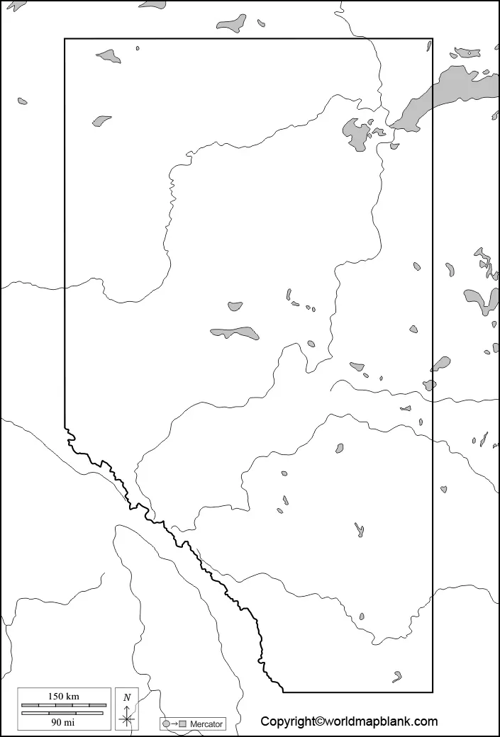 Printable Blank Map of Alberta – Outline, Transparent Map - Printable ...