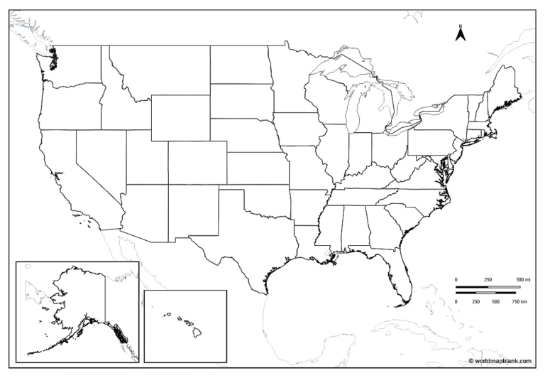 Blank Map Of The United States Blank USA Map PDF Printable World Maps Image 42 768x532
