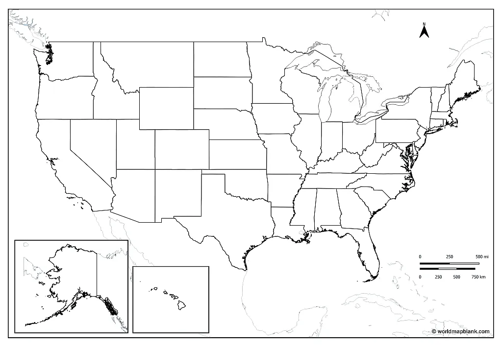 Blank Map of the United States – Blank USA Map [PDF] - Printable World Maps