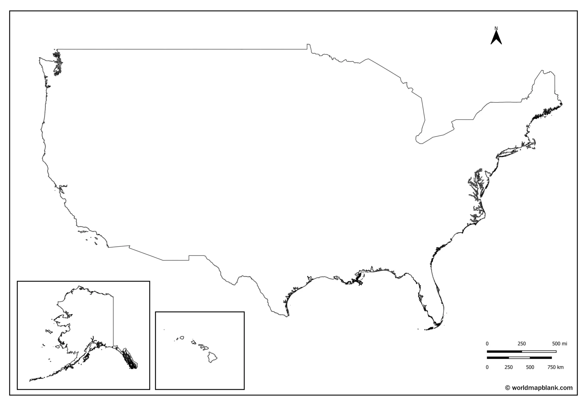 Blank Map of the United States – Blank USA Map [PDF] - Printable World Maps