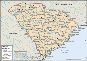 Labeled Map Of South Carolina With Capital Cities Printable World Maps Image 484 300x210