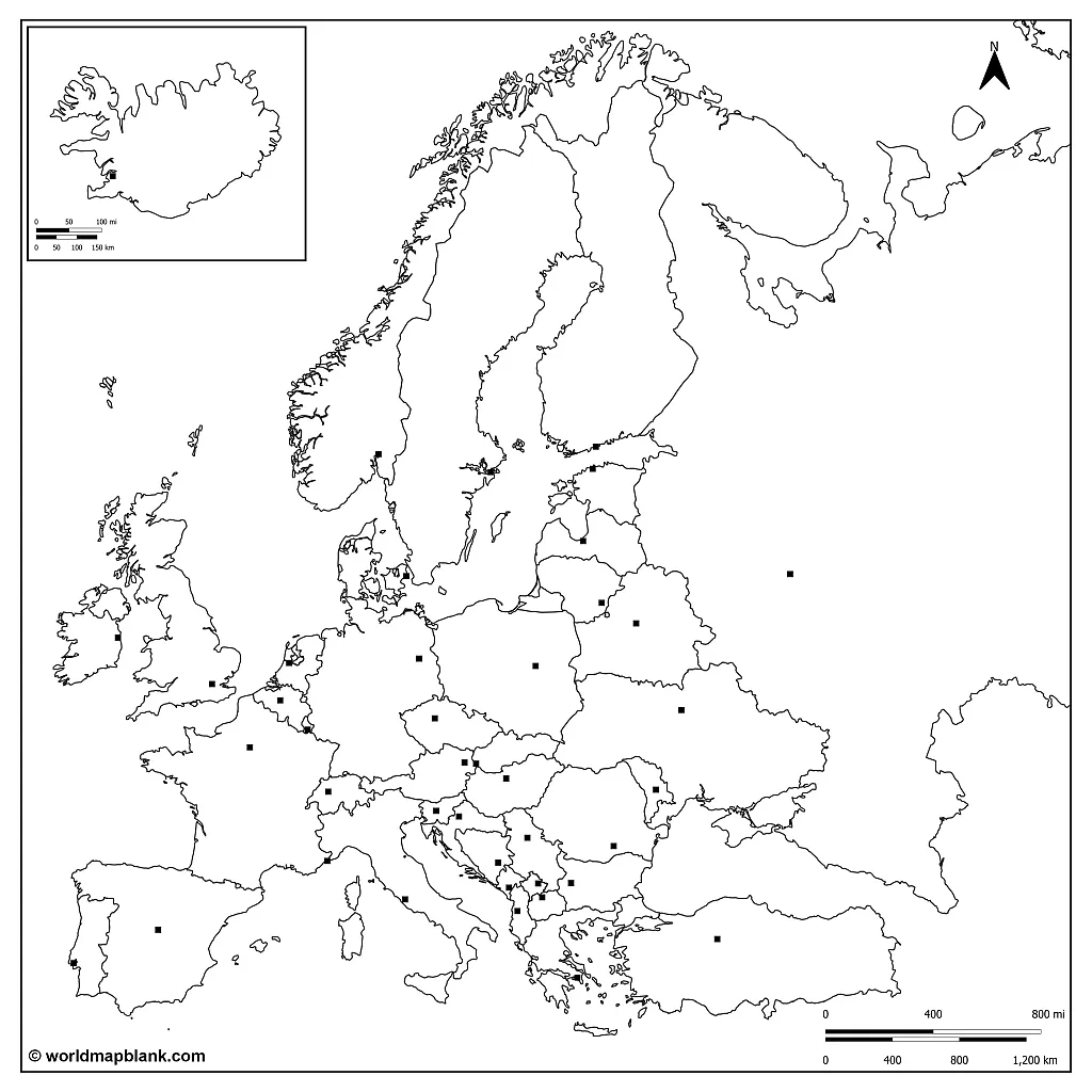 Printable Blank Map of Europe – Europe Outline Map [PDF ...