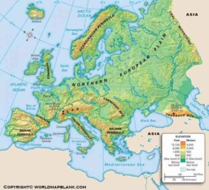 Printable Europe Mountains Map Map Of Europe Mountains Printable Image 96 300x273
