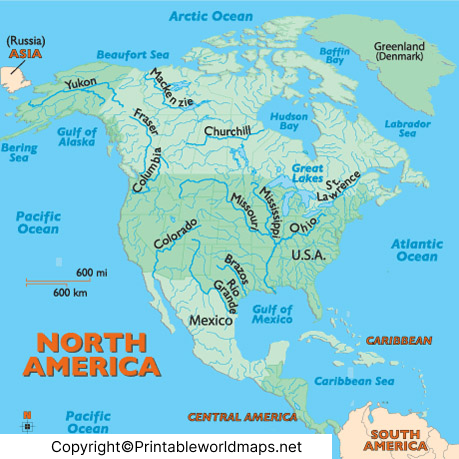 North America Rivers Map | Map of North America Rivers 3 map of North America river
