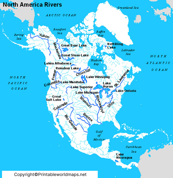 North America Rivers Map | Map of North America Rivers 4 map of North America rivers