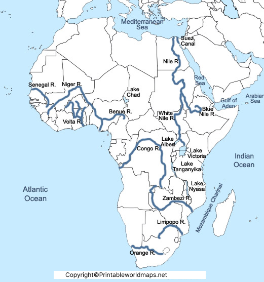 Printable Africa Rivers Map – Map of Africa Rivers 4 map of africa river