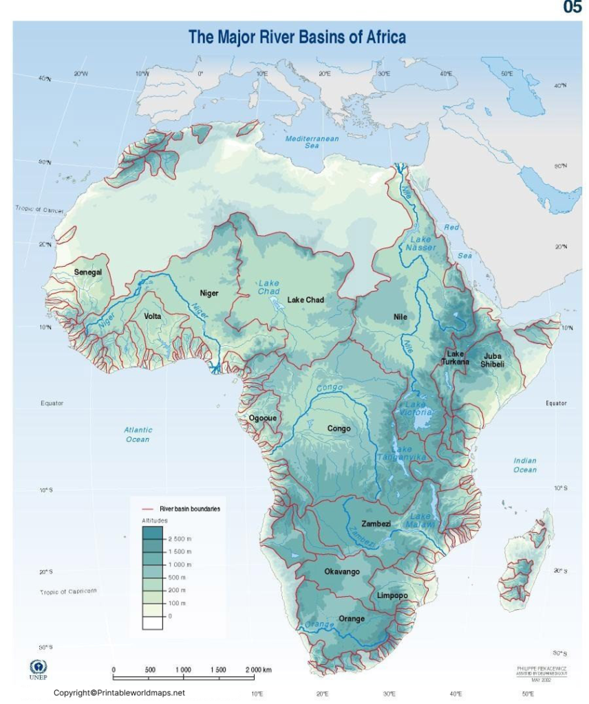 Printable Africa Rivers Map – Map of Africa Rivers 2 map of africa rivers