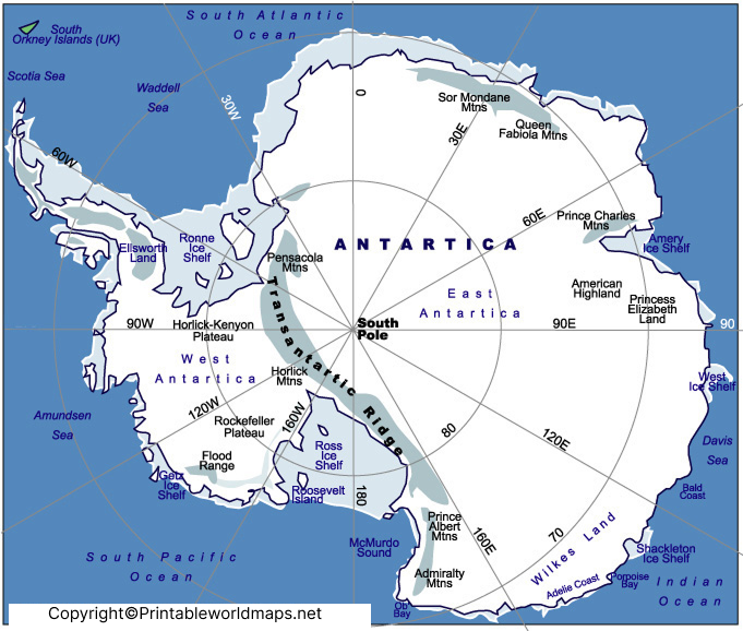Antarctica Mountains Map | Map of Antarctica Mountains 2 map of antarctica mountains 1