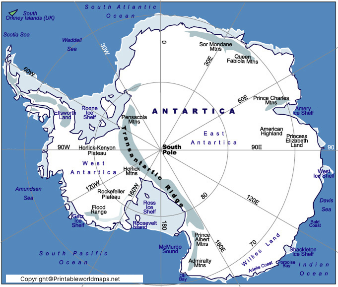 Antarctica Mountains Map | Map of Antarctica Mountains 2 map of antarctica mountains