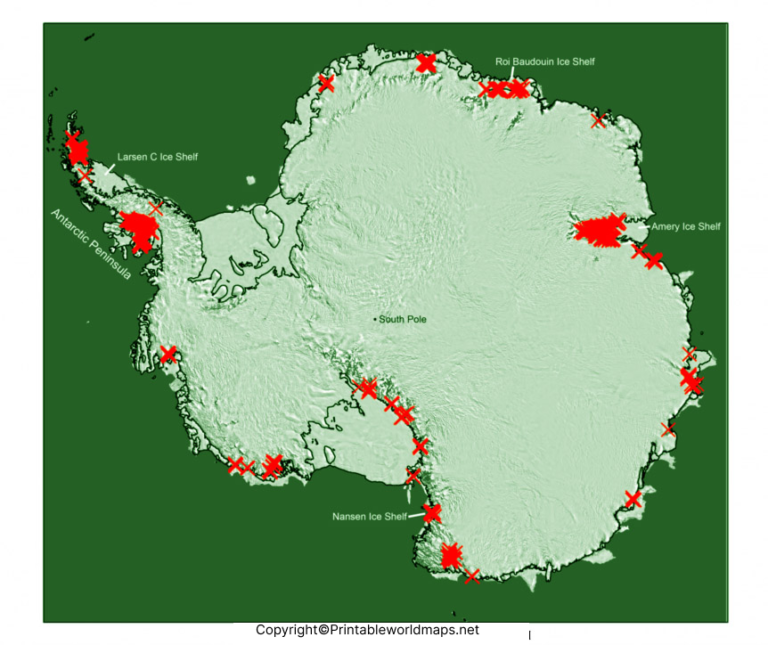 Printable Antarctica Rivers Map | Map of Antarctica Rivers - Printable ...