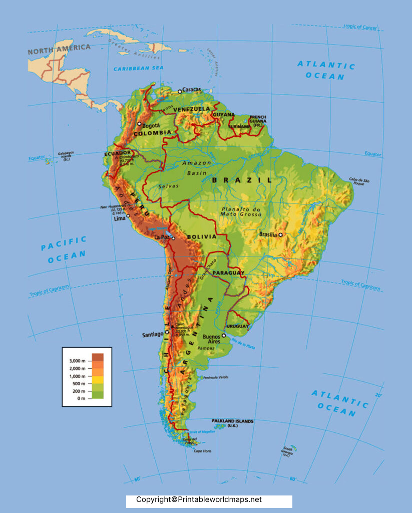 South America Physical Map | Map of South America Physical 4 physical South America map 823x1024 1
