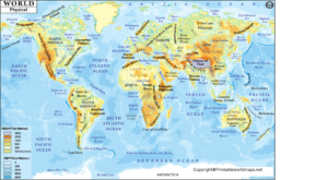 Free Printable Physical World Map Labeled for Easy Use