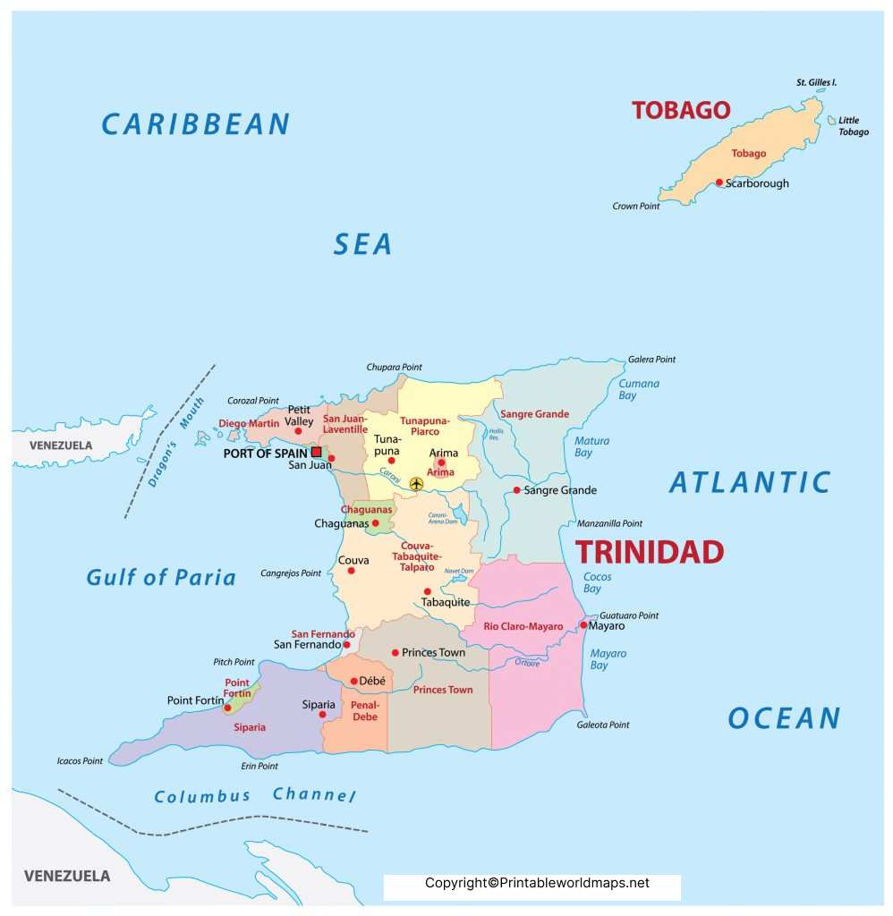 Trinidad World Map | Trinidad and Tobago on World Map 2 printable Trinidad world map 998x1024 1