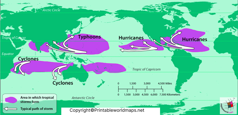 World Hurricane Map | Hurricane Map of the World 6 world hurricane map 1