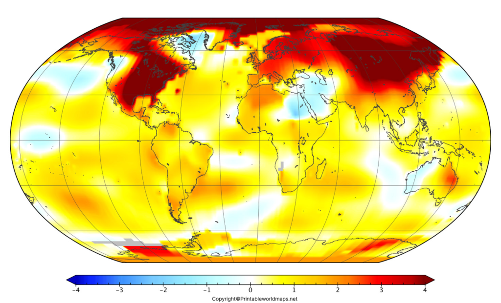 Printable World Temperature Map Template in PDF 3 world map with temperture 2